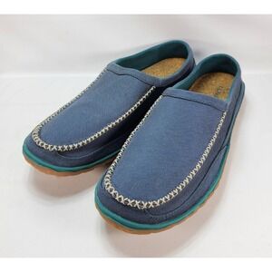 L.L. Bean Mens 12 Mountain Slipper Scuff Mules Shoes Blue Canvas Moc‎ Toe